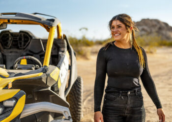 Hailie Deegan with the Can-Am Maverick R