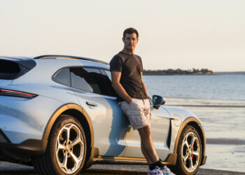 Mark Webber began the Porsche Taycan Cross Turismo road trip