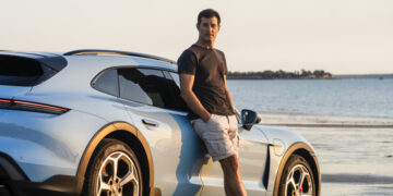 Mark Webber began the Porsche Taycan Cross Turismo road trip