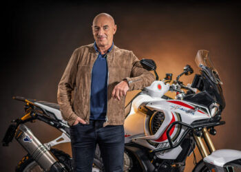Dakar Rally legend Edi Orioli with the MV Agusta LXP Orioli