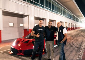 Mark Dutton, Tarek Elgammal and Roland Dane at Dubai Autodrome