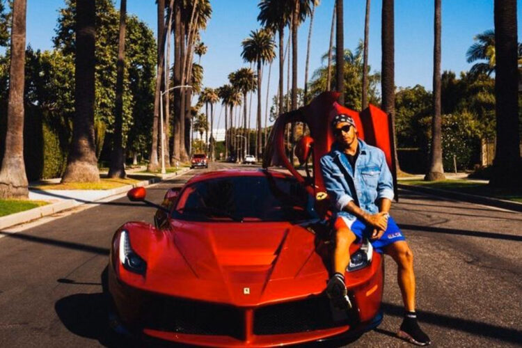Lewis Hamilton with his Ferrari LaFerrari
