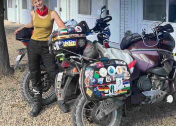 Kate Peck on one of her motorcycle adventures
