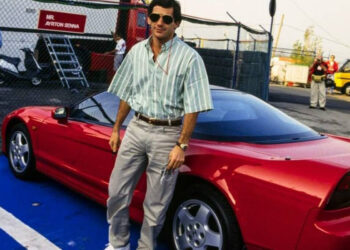 Ayrton Senna with his Honda NSX