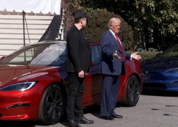 Tesla boss Elon Musk with US President Donald Trump