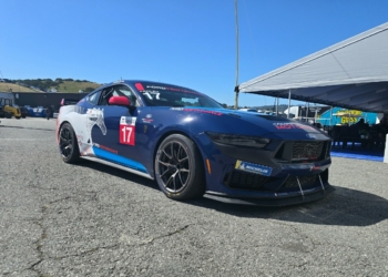 Ford CEO Jim Farley competes in the Mustang Challenge series
