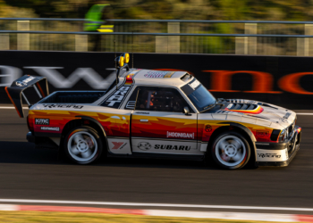 Travis Pastrana at the 2025 Bathurst 1000 in a Subaru Brat. Image: Rhys Vandersyde / Speedcafe