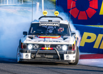 Travis Pastrana at the 2025 Bathurst 1000 in a Subaru Brat. Image: Richard Gresham / Speedcafe